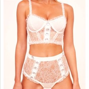 For Love and Lemons Stardust Lace Bustier & High-Waist Panty Victoria's Secret M